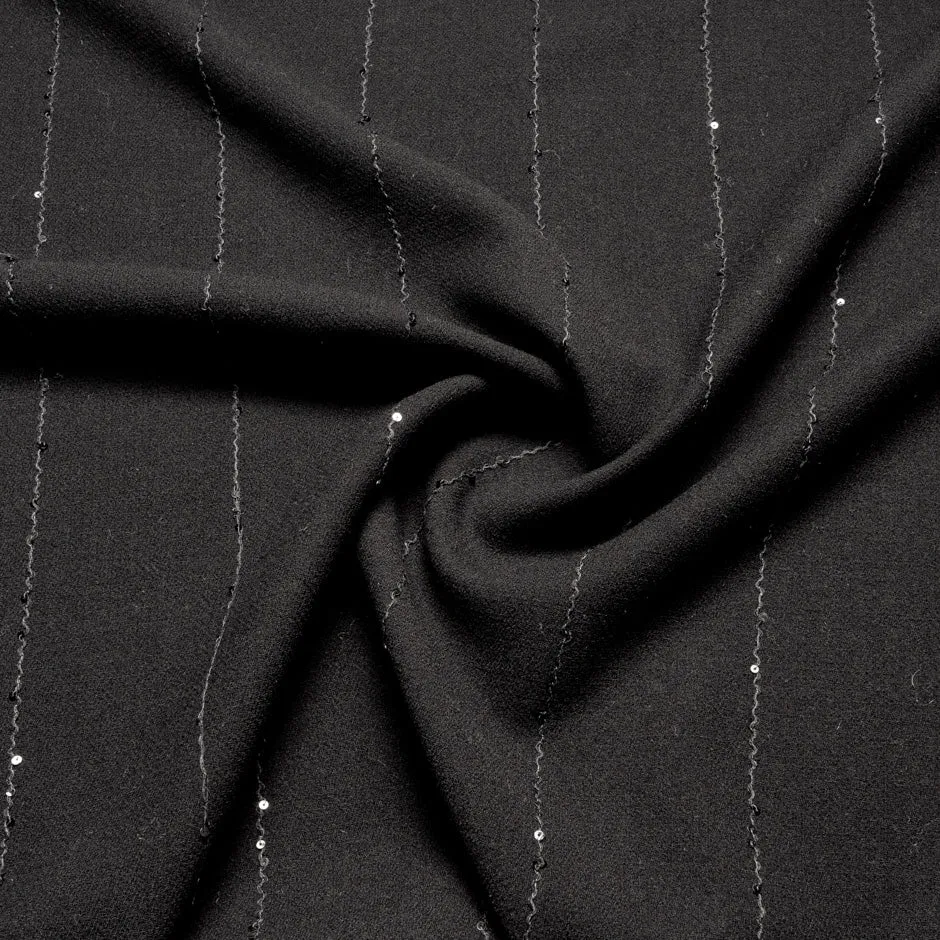 Black Embroidered Double Wool Crêpe