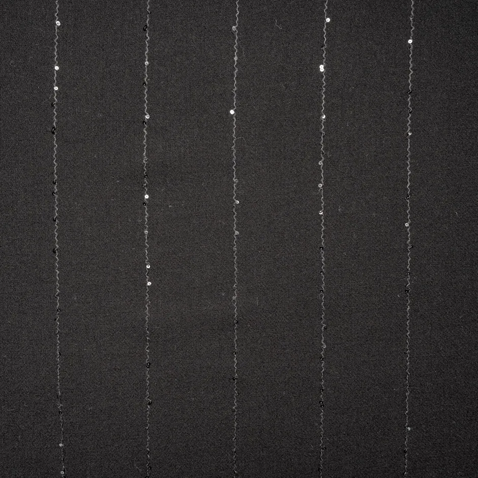 Black Embroidered Double Wool Crêpe