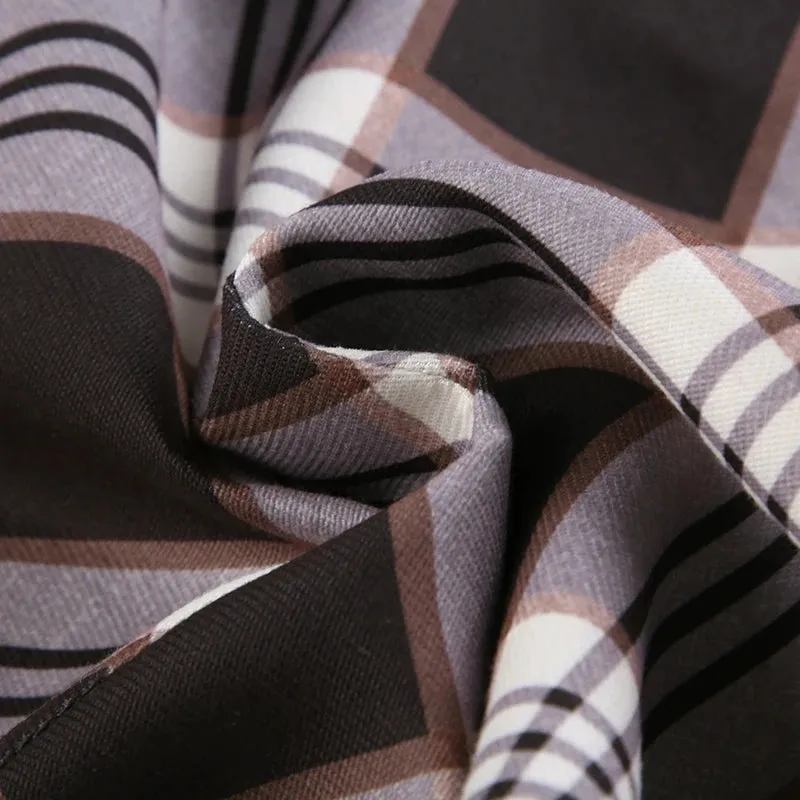 Brown Plaid A-Line Mini Skirts