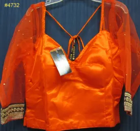 Choli 4732 Orange Net/Satin Medium Size Choli Saree Blouse