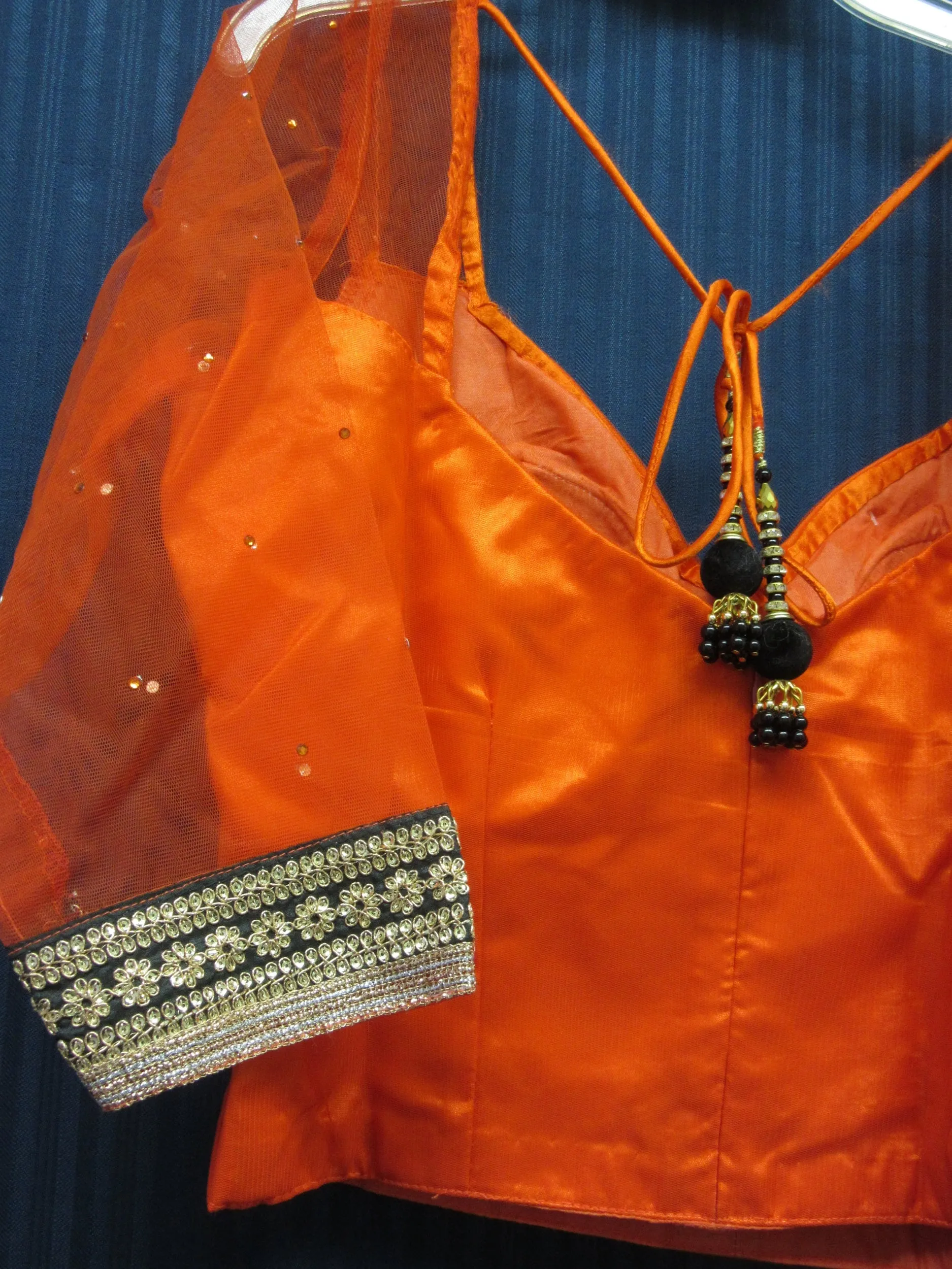 Choli 4732 Orange Net/Satin Medium Size Choli Saree Blouse