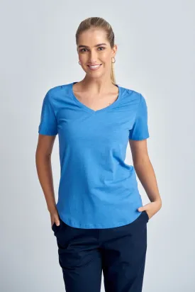 Cotton V Neck Tee Regatta Blue