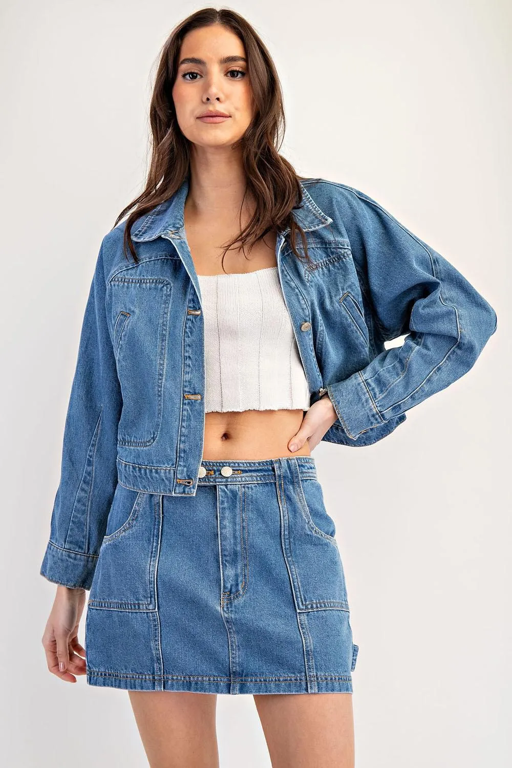 Denim Utility Inspired Mini Skirt