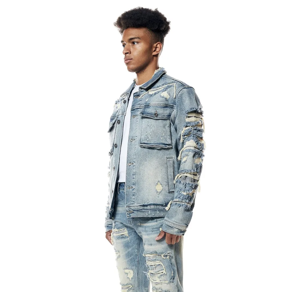 Distressed Rip & Repair Jean Jacket - Suffolk Blue