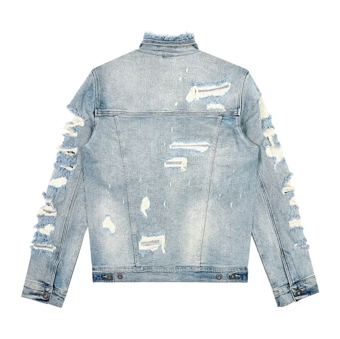 Distressed Rip & Repair Jean Jacket - Suffolk Blue