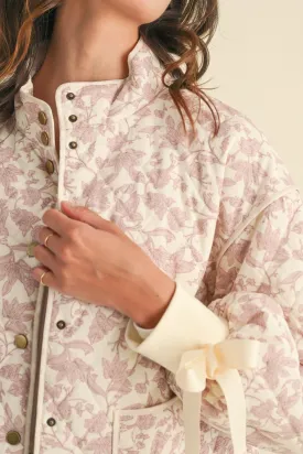 Floral Quilted Jackets with Bow Details
