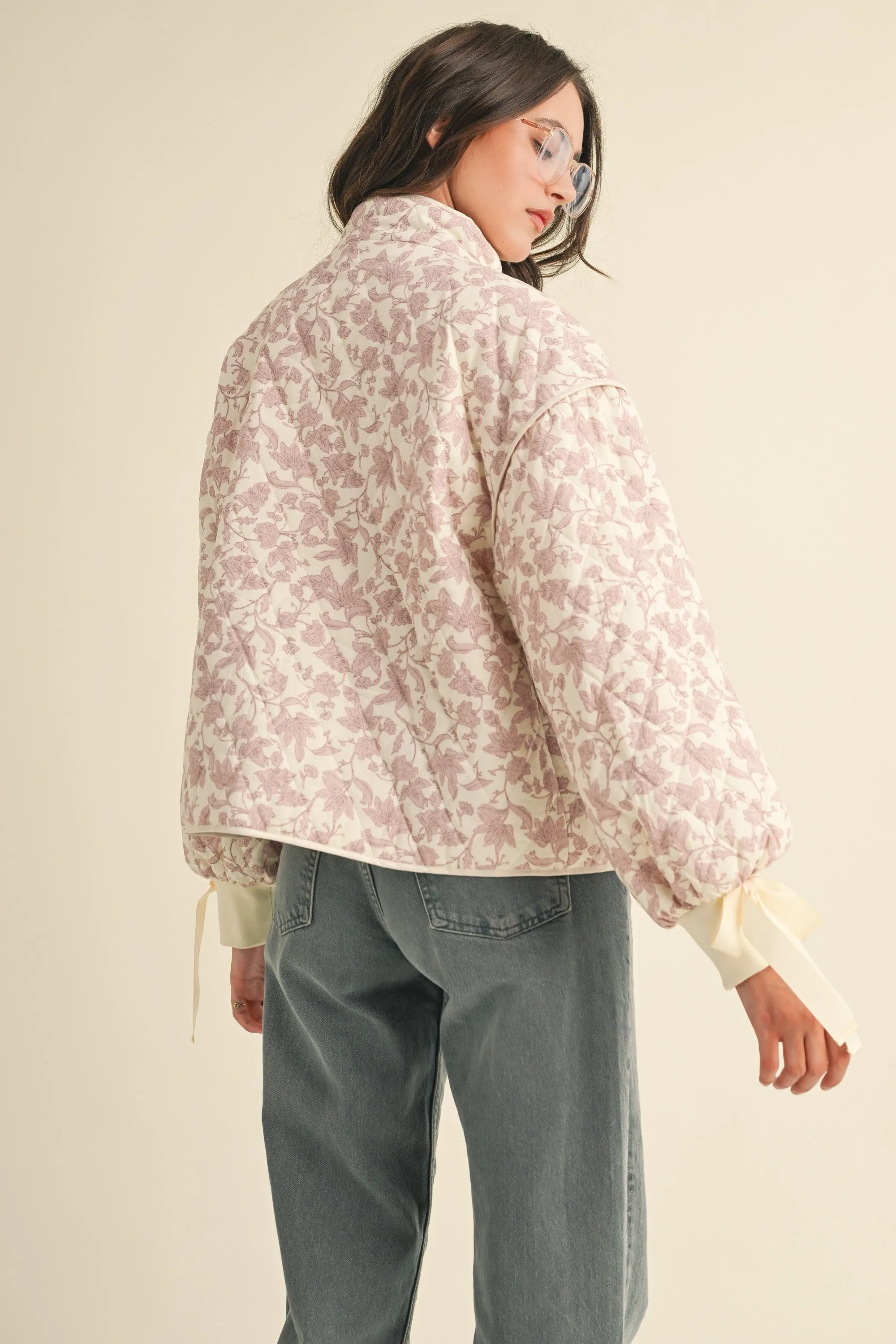 Floral Quilted Jackets with Bow Details