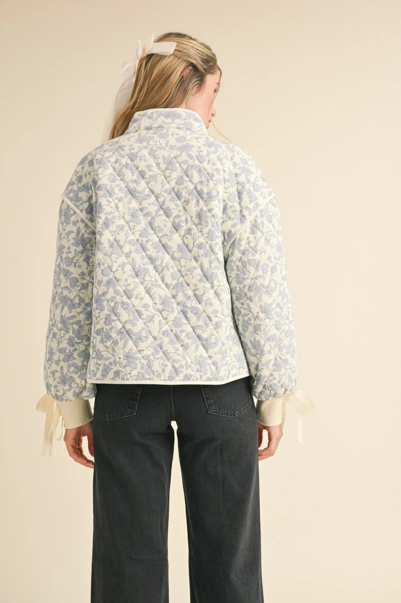 Floral Quilted Jackets with Bow Details