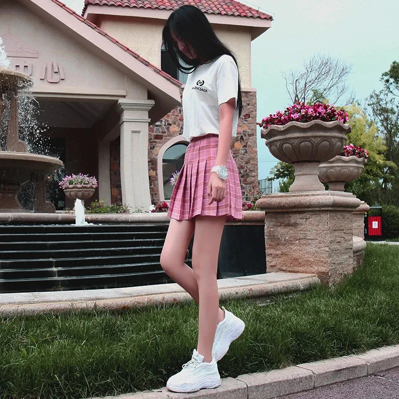 Funki Buys | Skirts | Women's Harajuku Preppy Plaid Mini Skirts