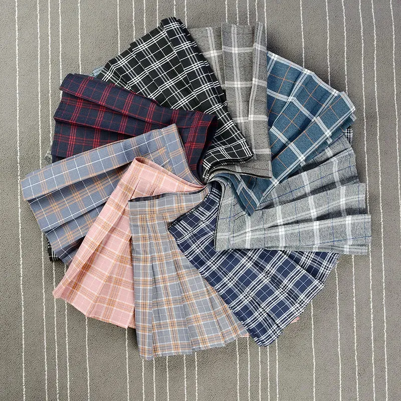 Funki Buys | Skirts | Women's Harajuku Preppy Plaid Mini Skirts