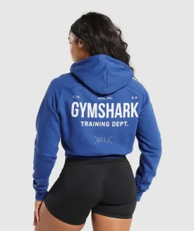 Gymshark Training Department Graphic Cropped Hoodie - Wave Blue