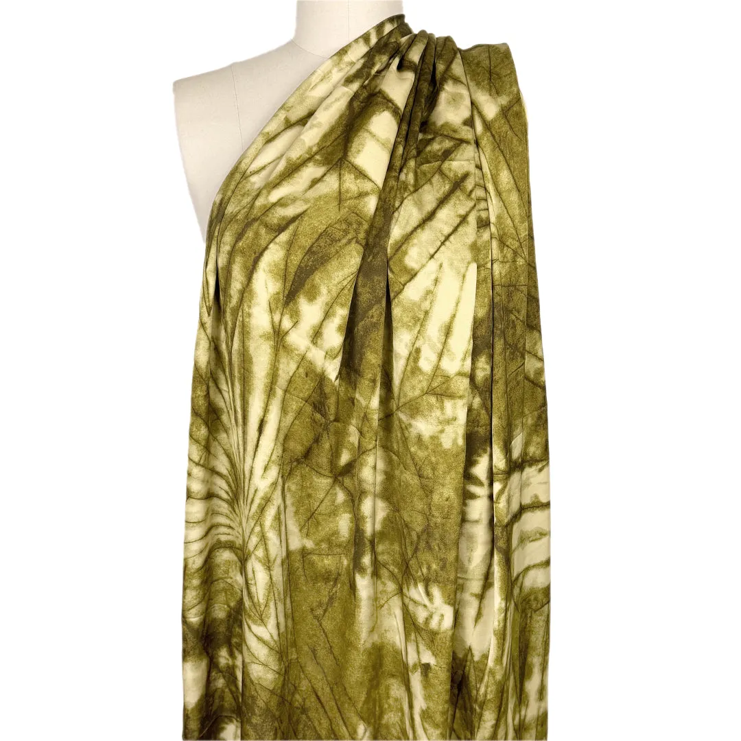 Italian tawny gold tie dye satin finish viscose woven