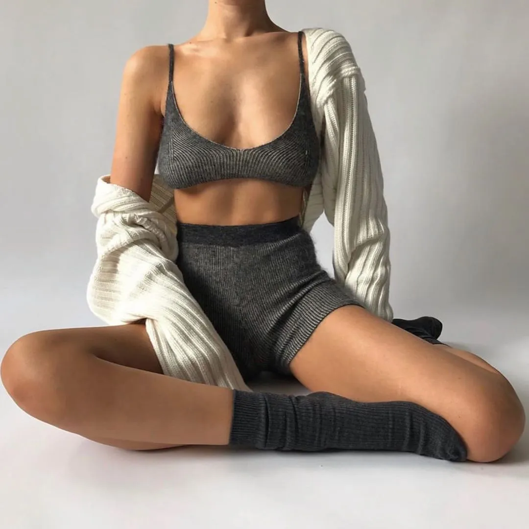 Knit Sweater Stylish Cropped Sleeve