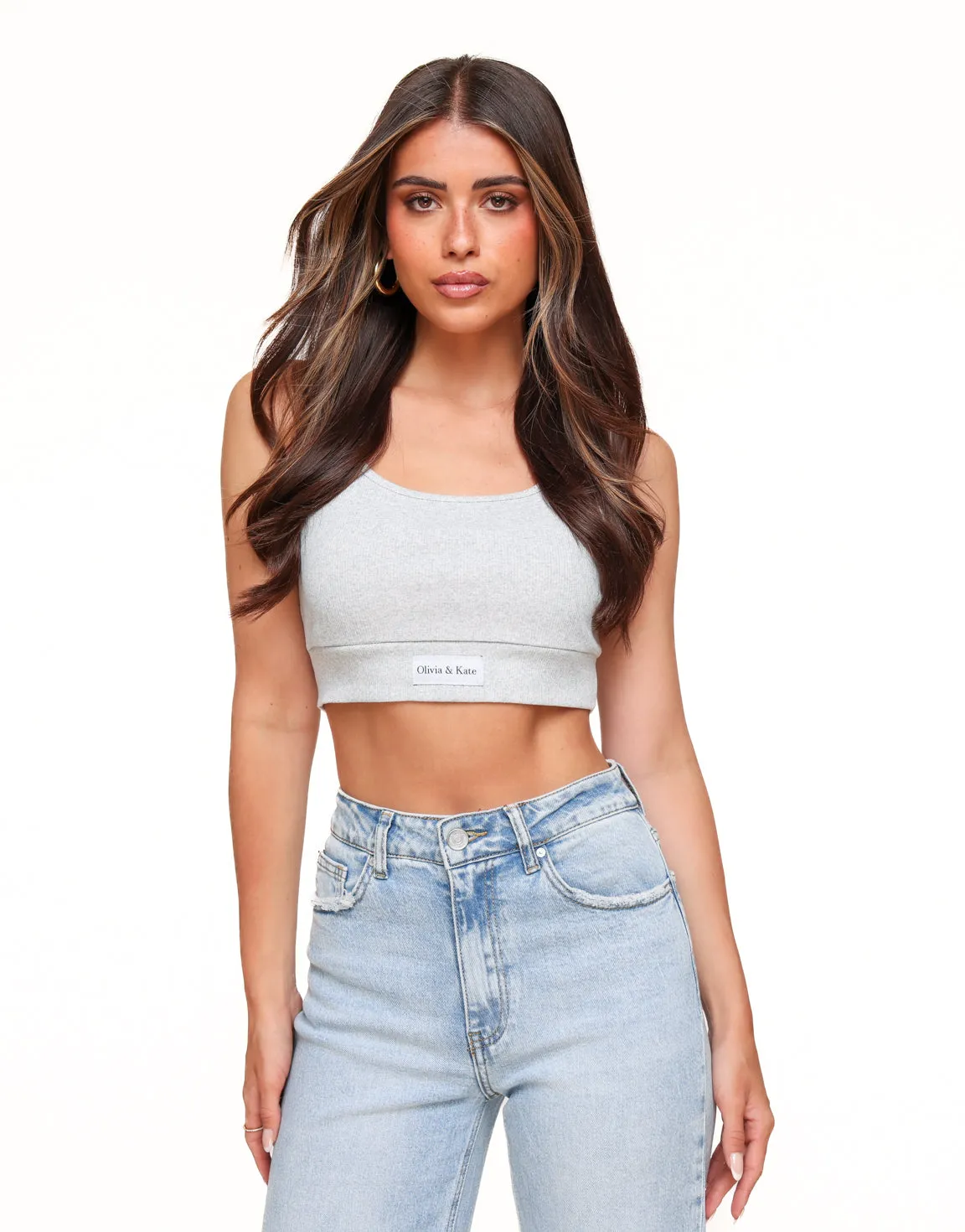 Lichtgrijze Cropped - Top
