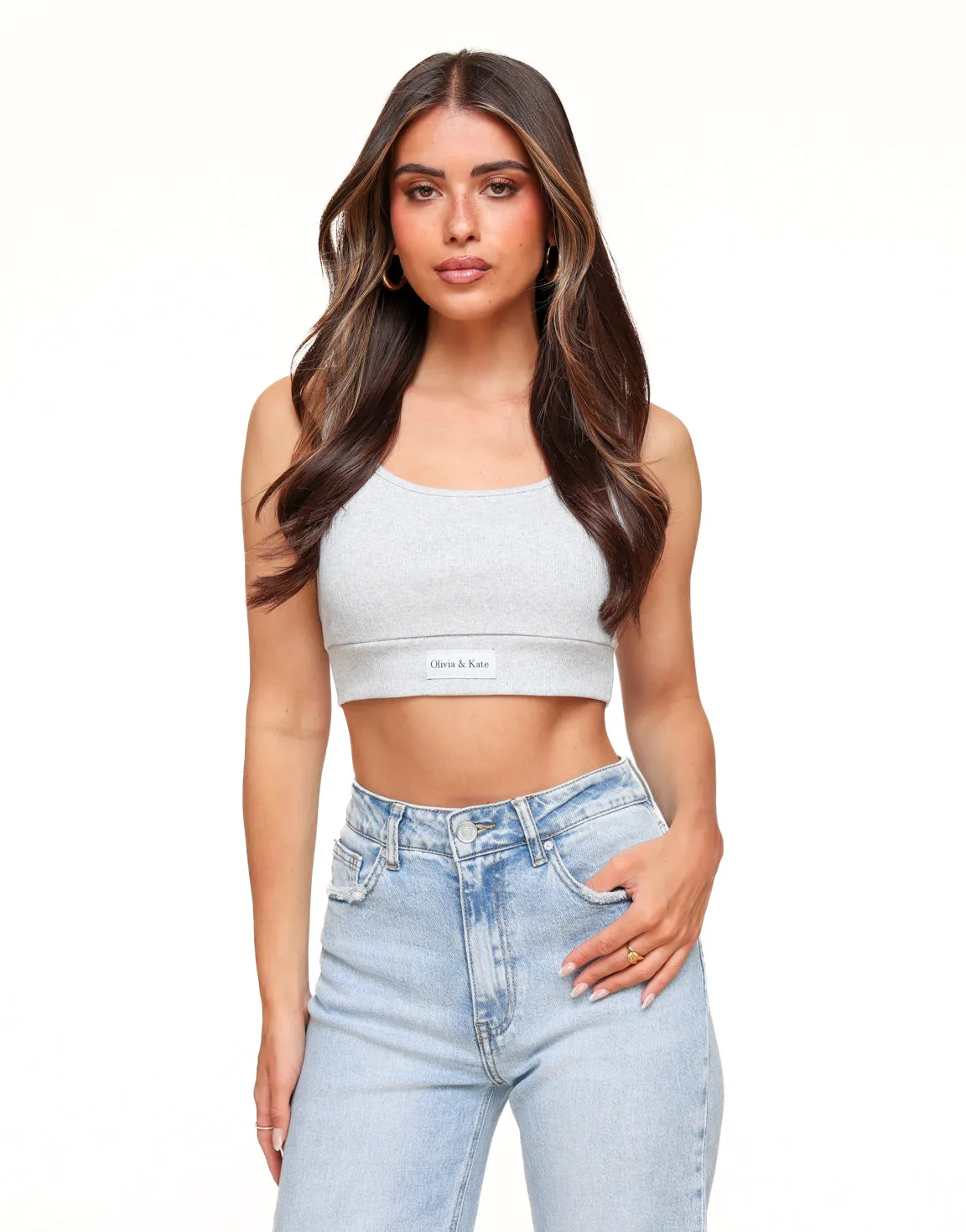 Lichtgrijze Cropped - Top