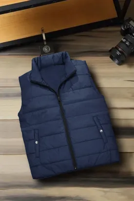 Navy Puffer Sleeveless Jacket