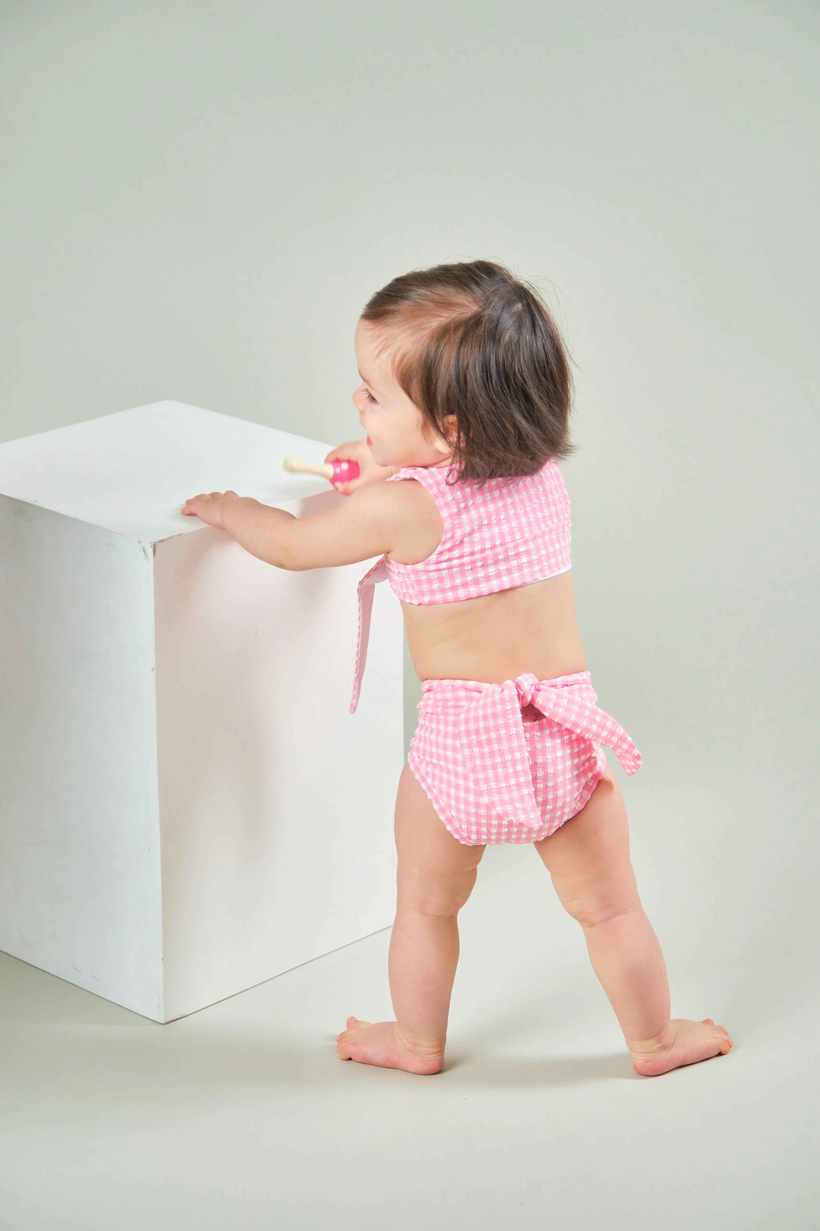 Rosie Girls Top in Pink Tourmaline Gingham