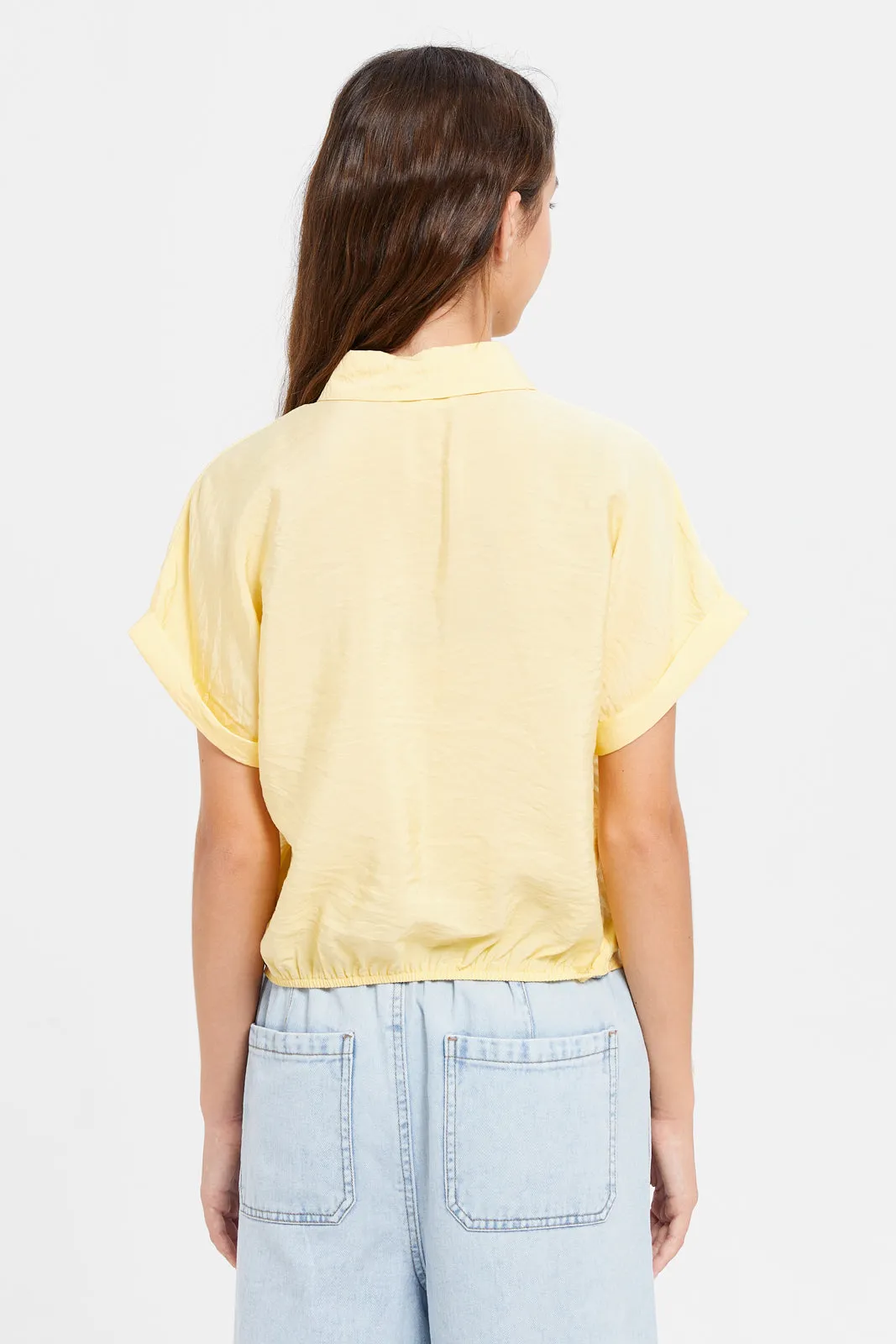 Senior Girls Yellow Front Tie Blouse