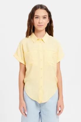 Senior Girls Yellow Front Tie Blouse