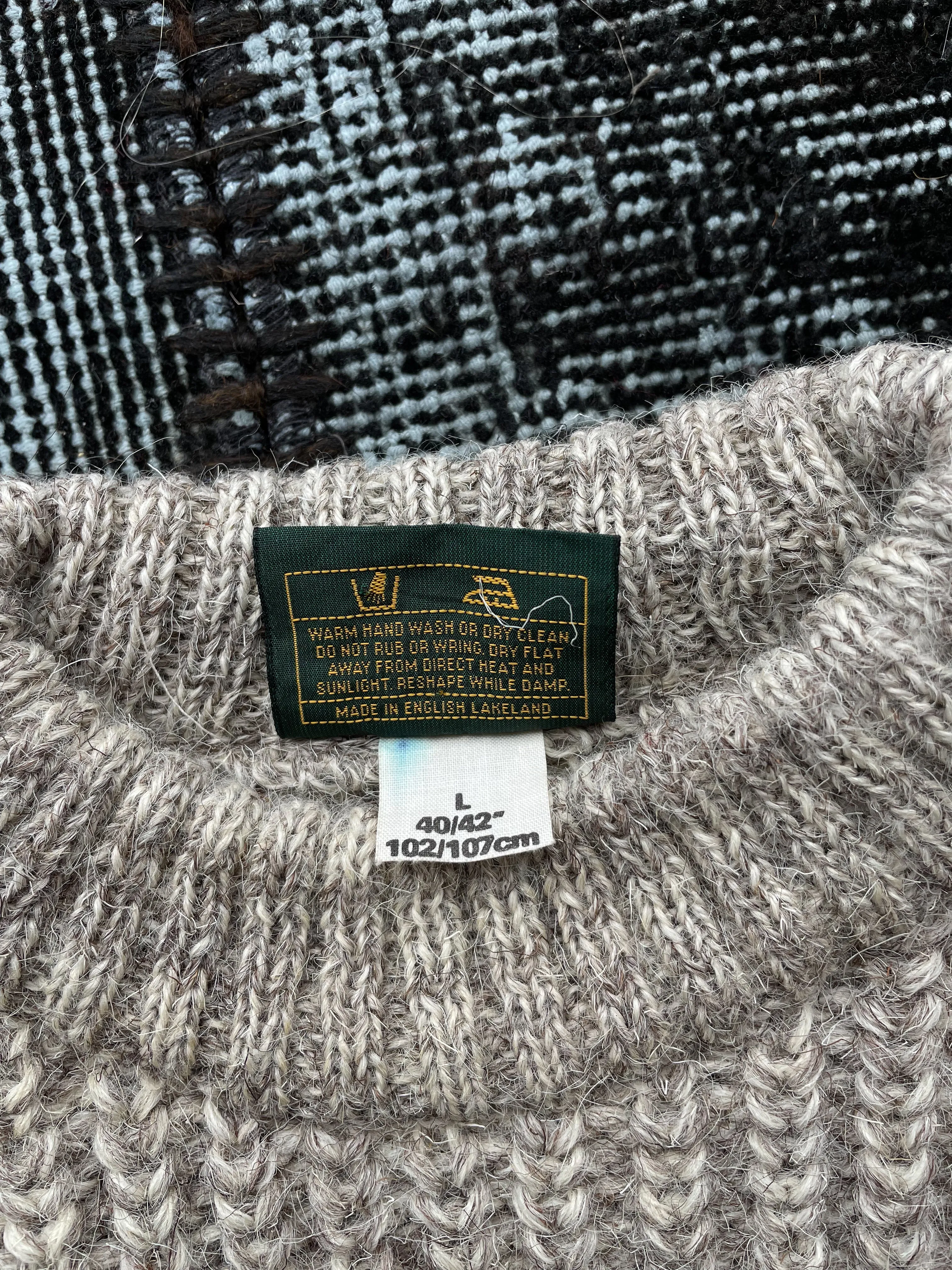 WOOL FISHERMAN SWEATER—GREY [L]
