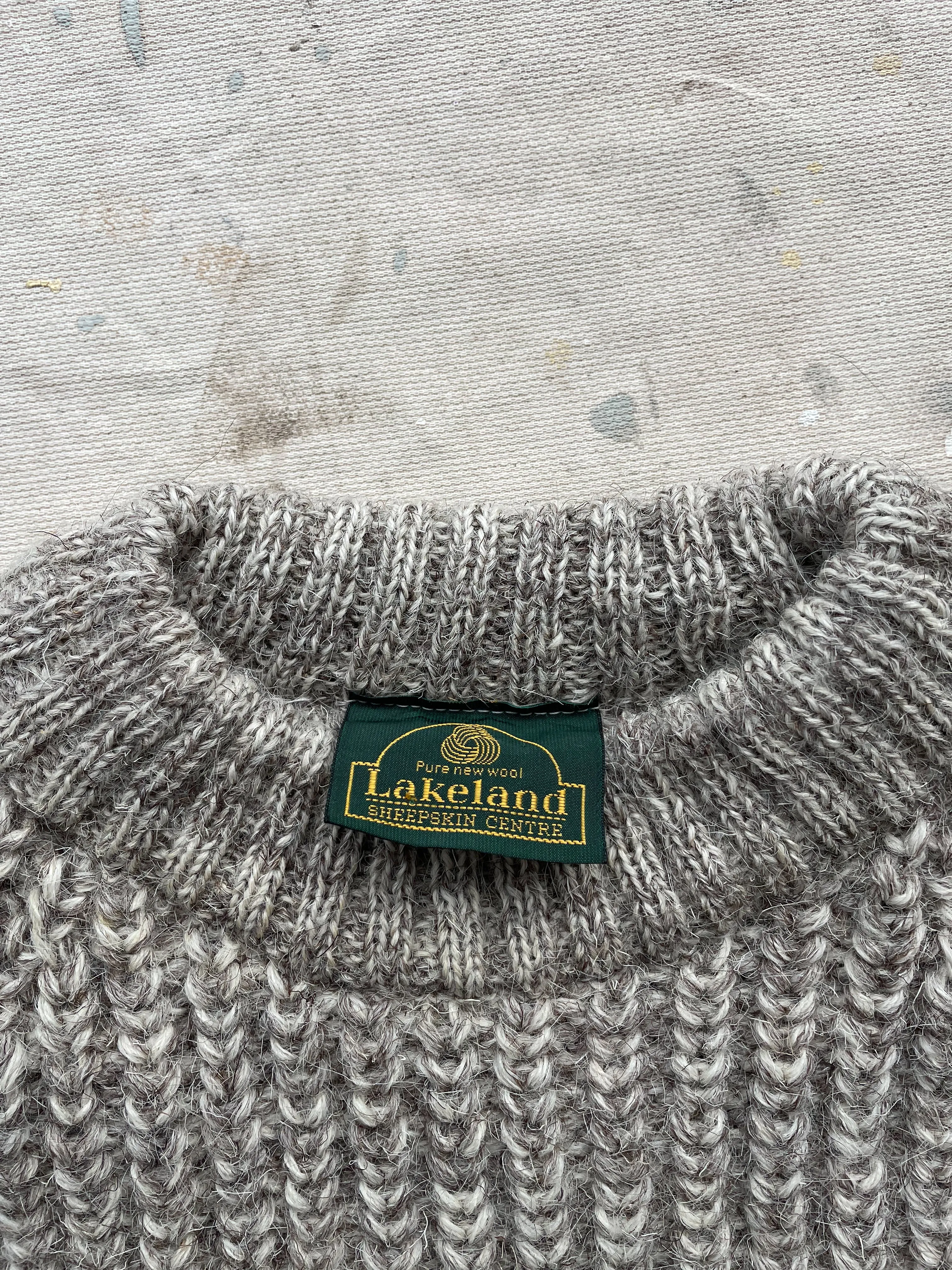 WOOL FISHERMAN SWEATER—GREY [L]