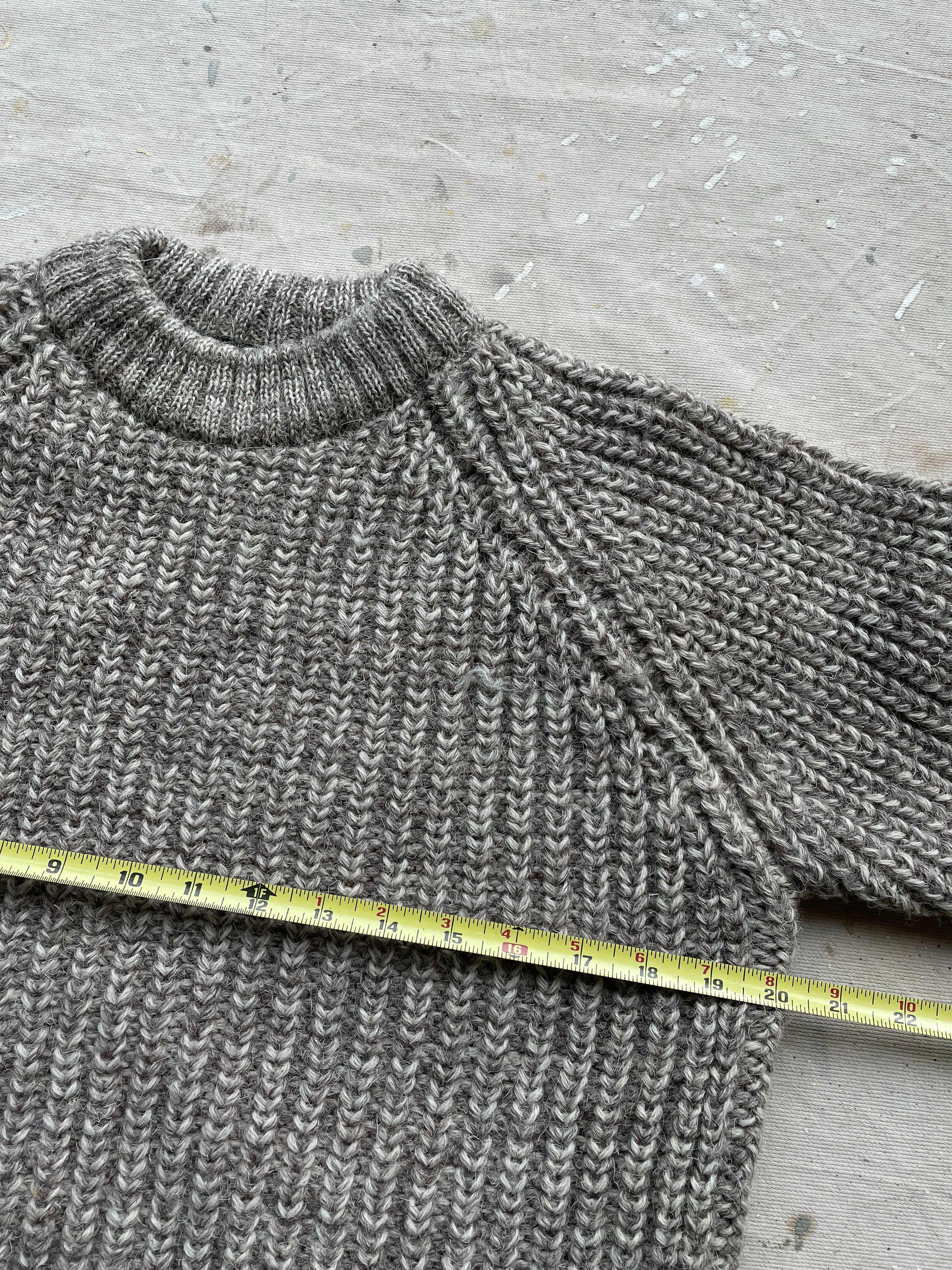WOOL FISHERMAN SWEATER—GREY [L]