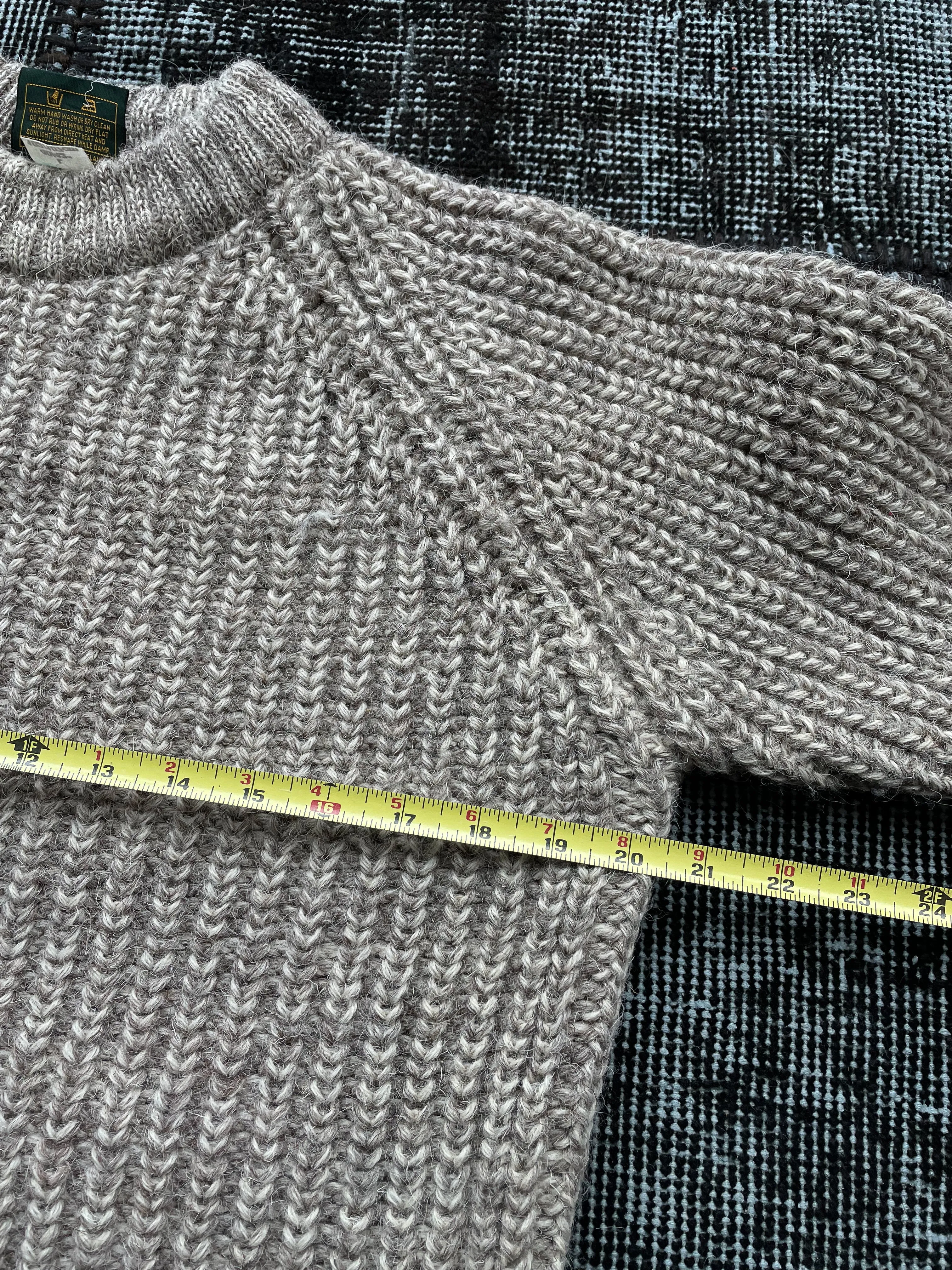 WOOL FISHERMAN SWEATER—GREY [L]