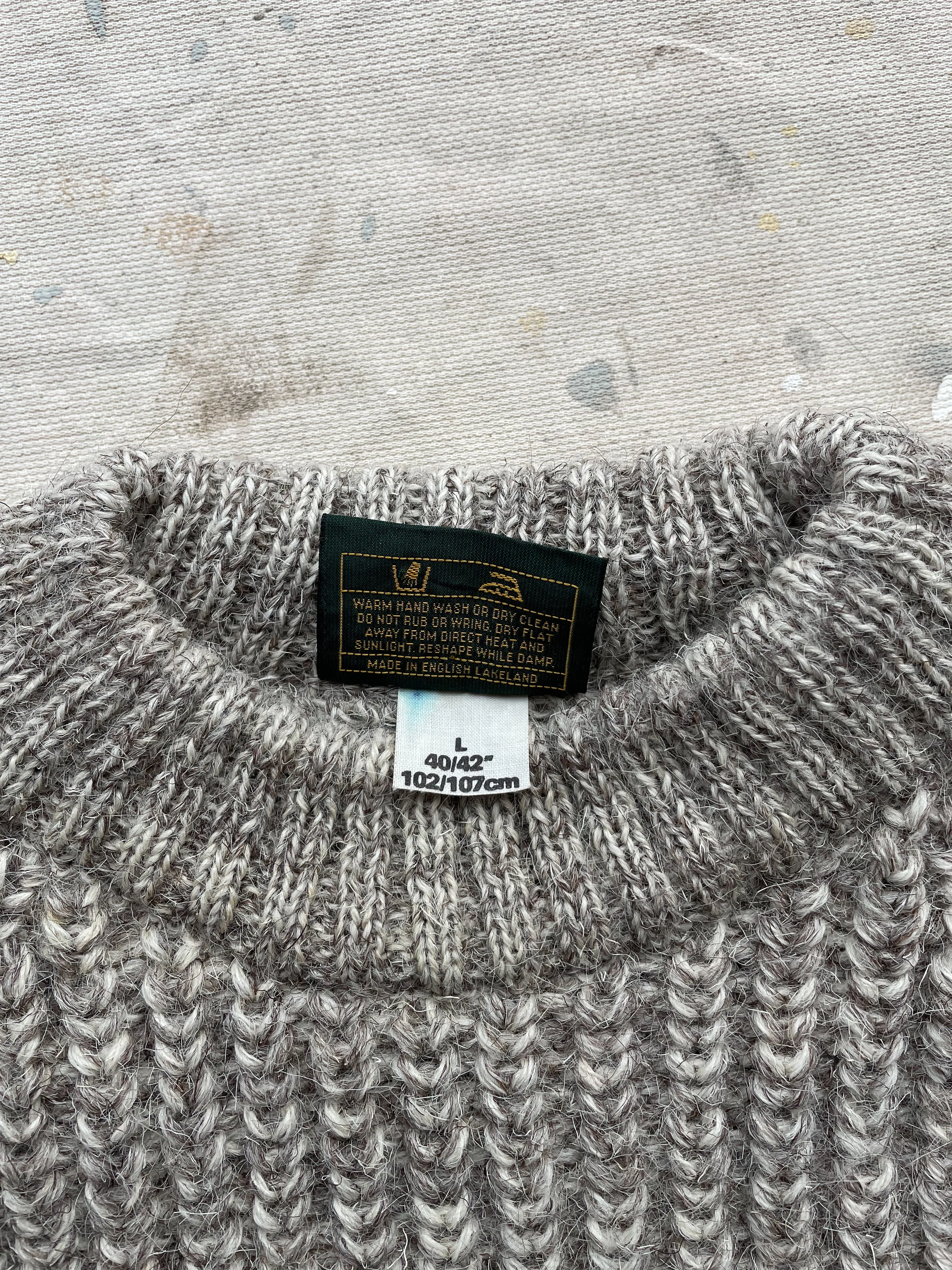 WOOL FISHERMAN SWEATER—GREY [L]